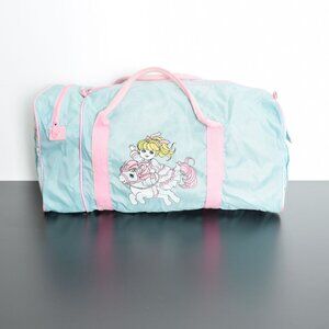vintage 80s My Little Pony print duffle bag sleepover Slumber Mate blue tote gym